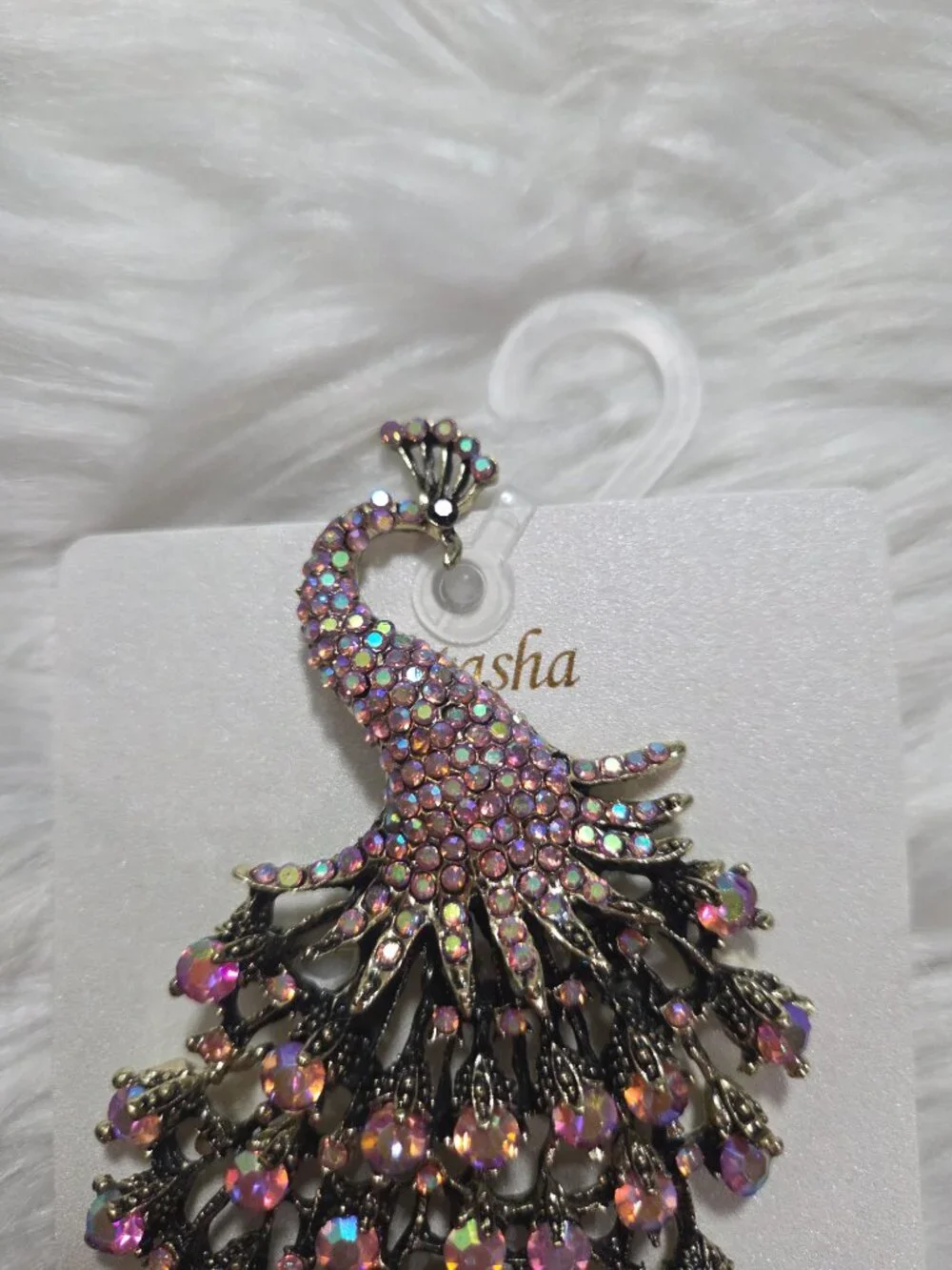 Natasha Couture Oversized Peacock Brooch